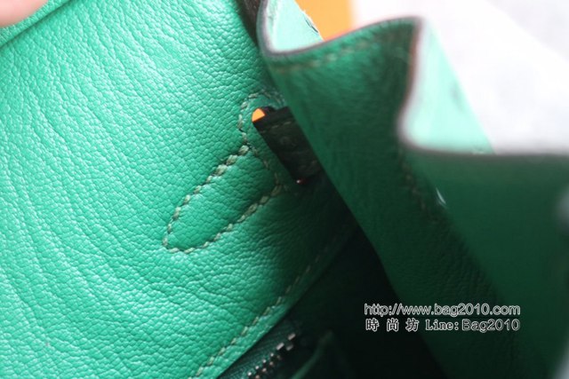 Hermes女包 愛馬仕Brikin U4 Vert Vertigo絲絨綠銀扣 Hermes鉑金鴕鳥皮手提包  tdh2252
